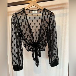 Ember sheer polka dot top in black